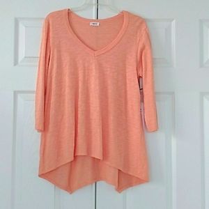 Wilt Apricot Orange 3/4 Sleeve Slub Jersey Top